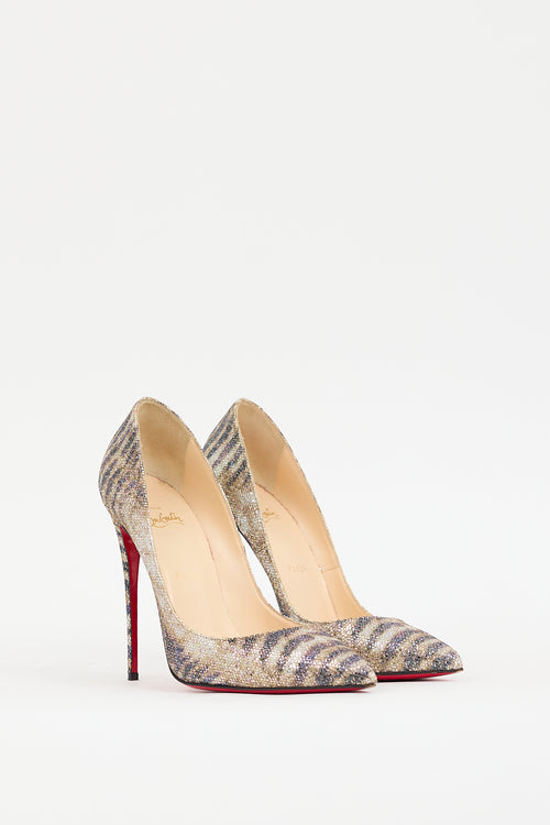 Christian Louboutin Gold & Black Glitter So Kate Pump