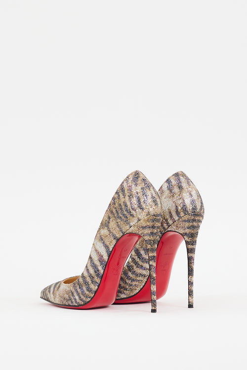 Christian Louboutin Gold & Black Glitter So Kate Pump