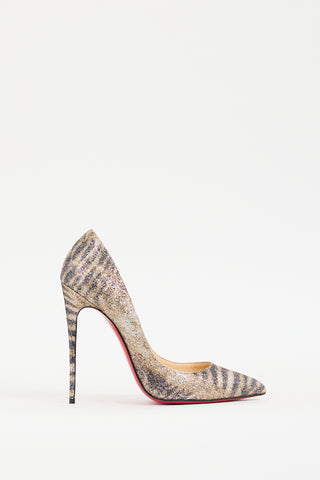 Christian Louboutin Gold & Black Glitter So Kate Pump