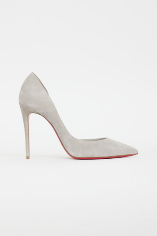 Christian Louboutin Grey Suede Pointed Toe Pump