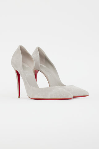 Christian Louboutin Grey Suede Pointed Toe Pump
