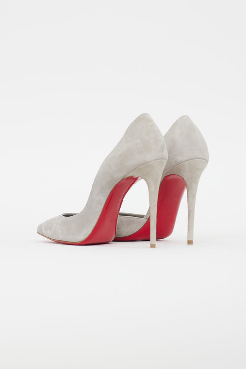 Christian Louboutin Grey Suede Pointed Toe Pump
