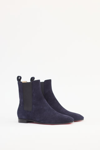 Christian Louboutin Navy Suede Chelsea Boot