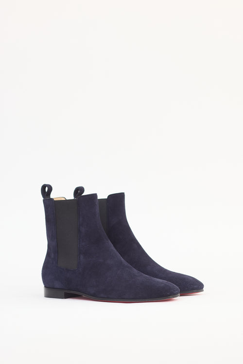 Christian Louboutin Navy Suede Chelsea Boot