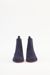 Christian Louboutin Navy Suede Chelsea Boot