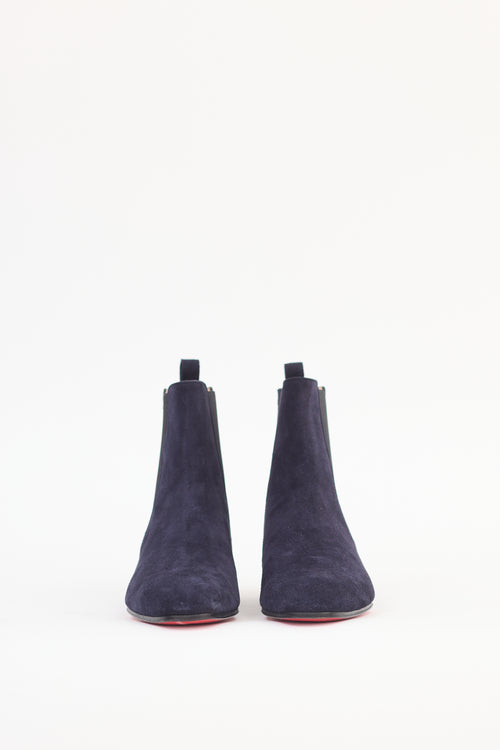 Christian Louboutin Navy Suede Chelsea Boot