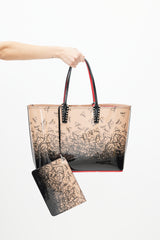 Christian Louboutin Pink & Black Cabata Patent Stud Logo Tote