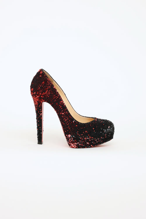 Christian Louboutin Black & Red Sequin Bianca Pumps
