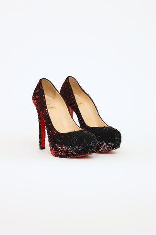 Christian Louboutin Black & Red Sequin Bianca Pumps