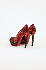 Christian Louboutin Black & Red Sequin Bianca Pumps
