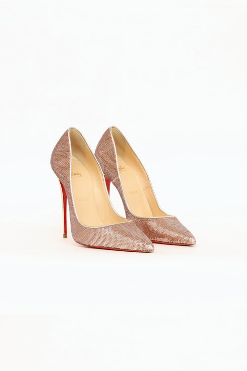 Christian Louboutin Rose Gold Sequin So Kate 120 Pump