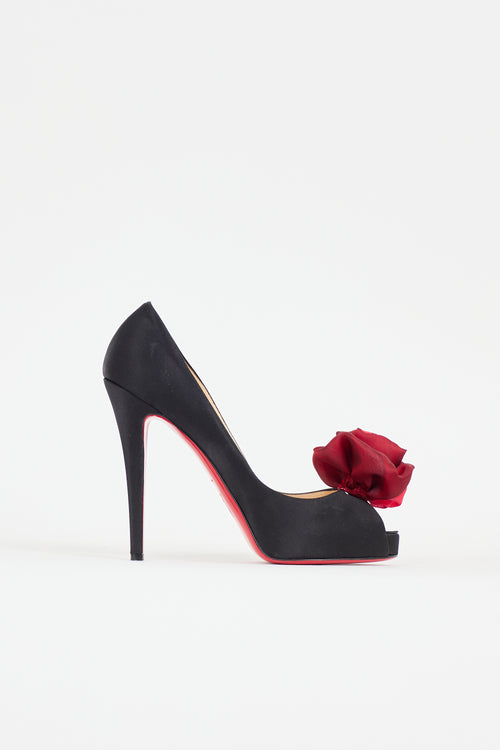 Christian Louboutin Satin Bellarose Applique Pump