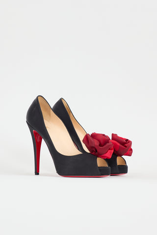 Christian Louboutin Satin Bellarose Applique Pump