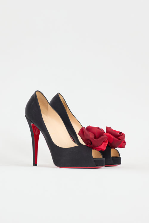 Christian Louboutin Satin Bellarose Applique Pump