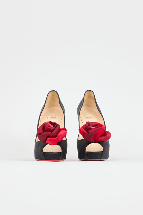 Christian Louboutin Satin Bellarose Applique Pump