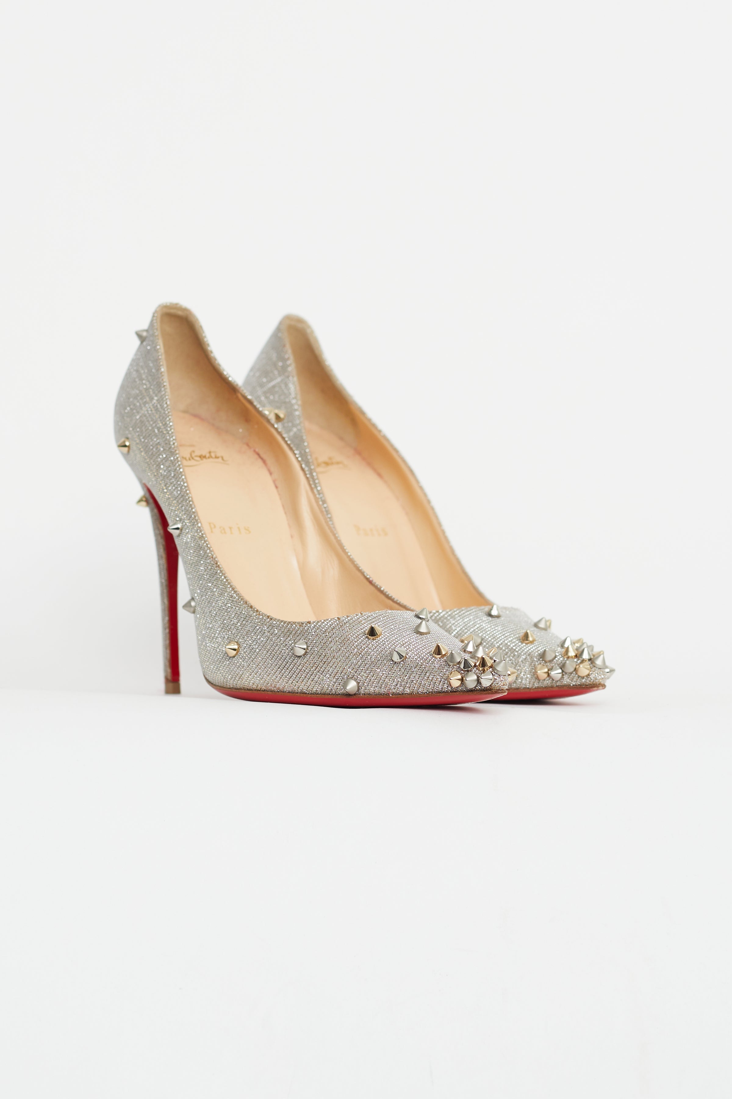 CHRISTIAN LOUBOUTIN So Me 85 studded patent-leather wedge sandals |  NET-A-PORTER