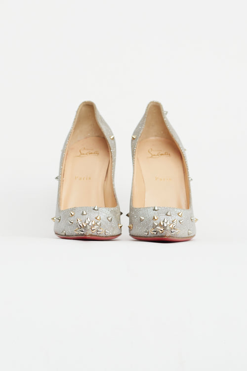 Christian Louboutin Silver & Gold Sparkly Studded Pump