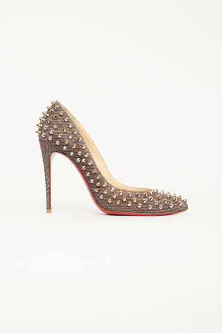 Christian Louboutin Silver Spiked Pigalle Follies Pump