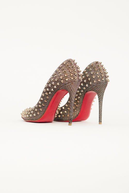 Christian Louboutin Silver Spiked Pigalle Follies Pump