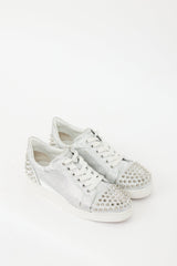 Christian Louboutin Silver Mirrored & Studded Vieira 2 Sneaker