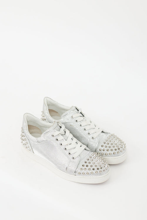 Christian Louboutin Silver Mirrored & Studded Vieira 2 Sneaker