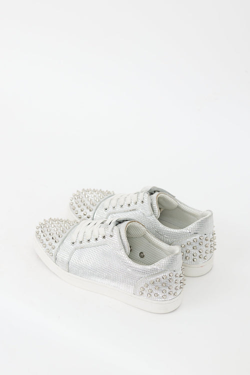 Christian Louboutin Silver Mirrored & Studded Vieira 2 Sneaker