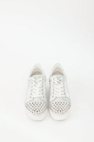 Christian Louboutin Silver Mirrored & Studded Vieira 2 Sneaker