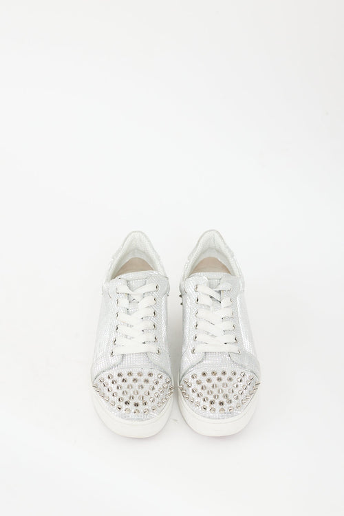 Christian Louboutin Silver Mirrored & Studded Vieira 2 Sneaker