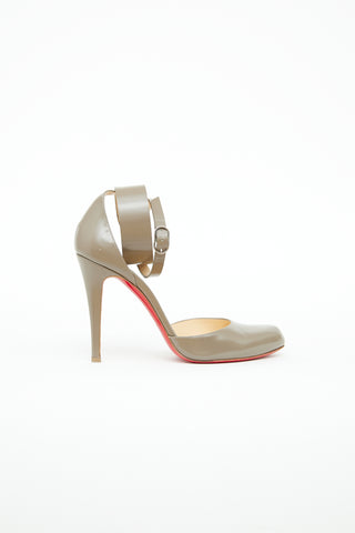 Christian Louboutin Taupe Ankle Strap Leather Pump