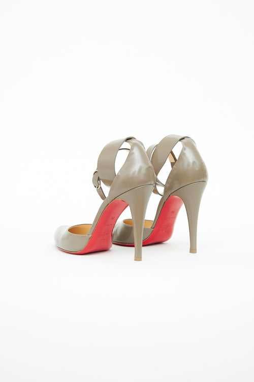 Christian Louboutin Taupe Ankle Strap Leather Pump