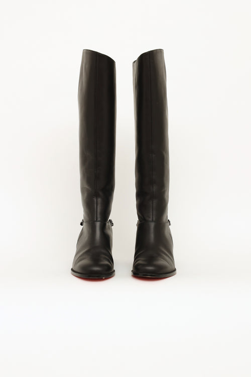 Christian Louboutin Black Cate Mid High Chain Boots
