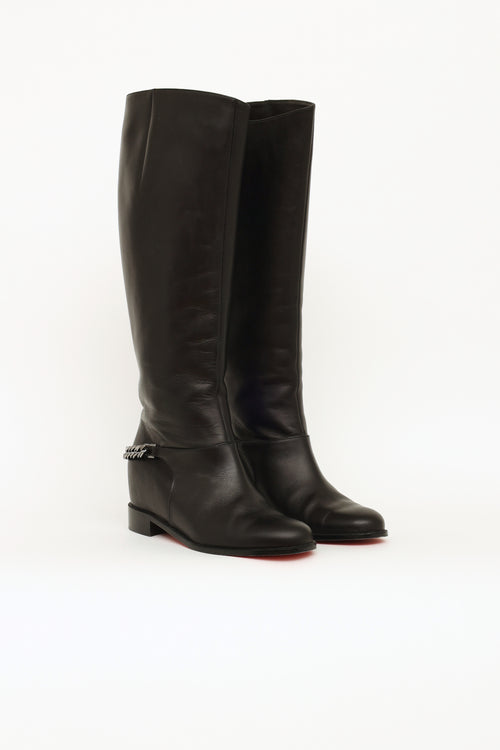 Christian Louboutin Black Cate Mid High Chain Boots