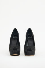 Dior Black Satin Cannage Platform Pump