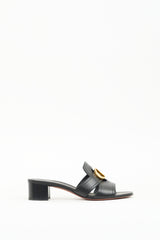 Dior Black Leather 30 Montaigne Heeled Mule