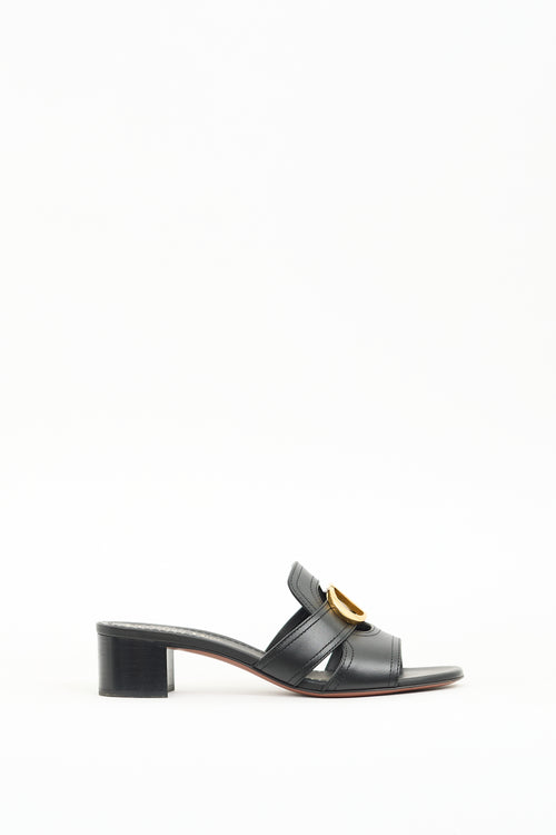 Dior Black Leather 30 Montaigne Heeled Mule