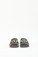 Dior Black Leather 30 Montaigne Heeled Mule