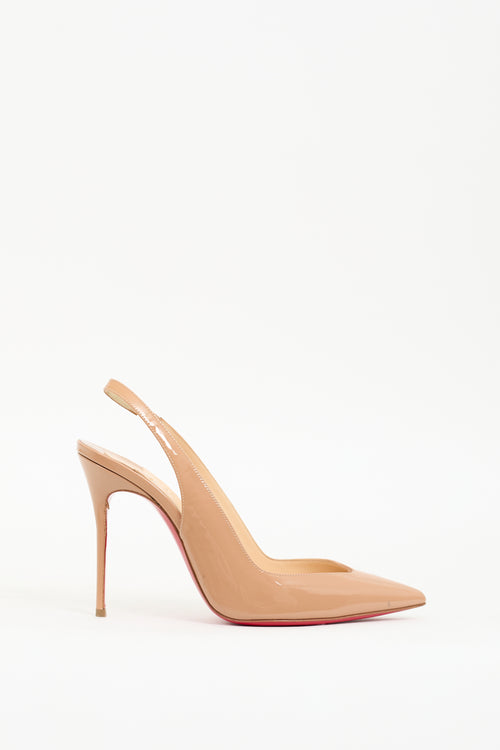 Christian Louboutin Beige Patent Corneille Slingback  Pump