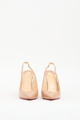 Christian Louboutin Beige Patent Corneille Slingback  Pump