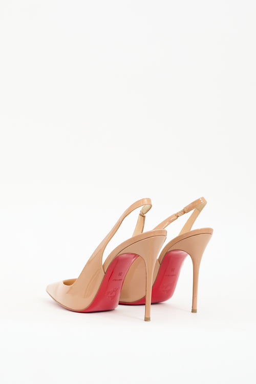 Christian Louboutin Beige Patent Corneille Slingback  Pump