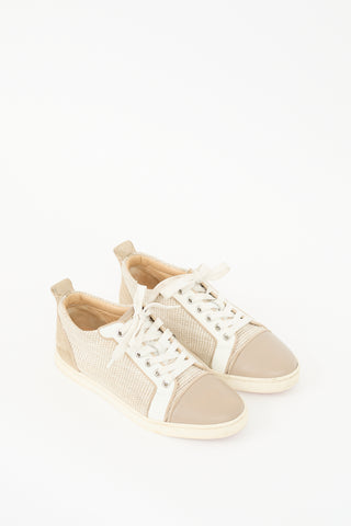 Christian Louboutin Beige & White Leather Louis Orlato Sneaker