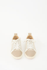 Christian Louboutin Beige & White Leather Louis Orlato Sneaker