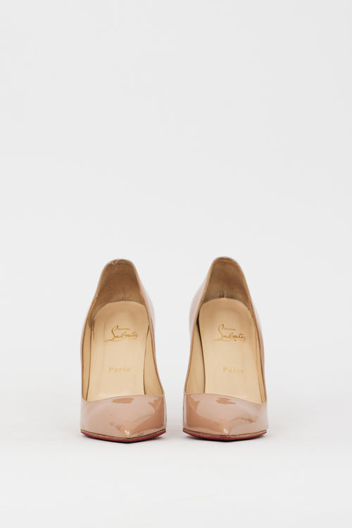 Christian Louboutin Beige Patent Leather Pigalle 110 Pump