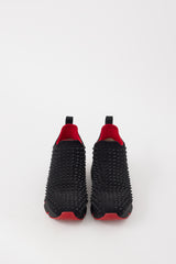 Christian Louboutin Black & Red Spike Sock Studded Sneaker