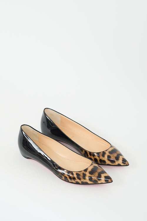 Christian Louboutin Black & Brown Patent Degrade Printed Flat