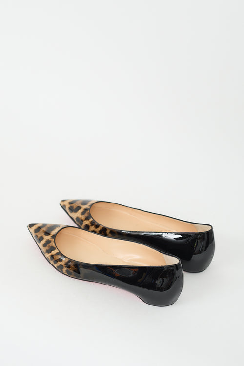 Christian Louboutin Black & Brown Patent Degrade Printed Flat