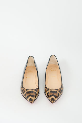 Christian Louboutin Black & Brown Patent Degrade Printed Flat