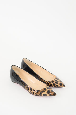 Christian Louboutin Black & Brown Patent Printed Flat