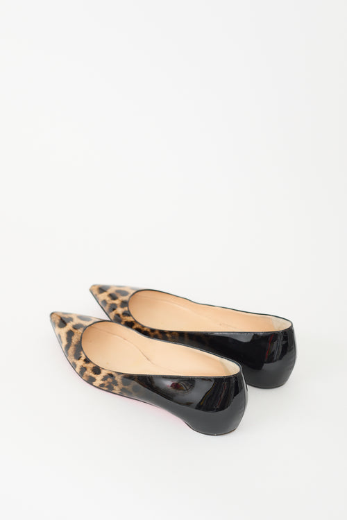 Christian Louboutin Black & Brown Patent Printed Flat