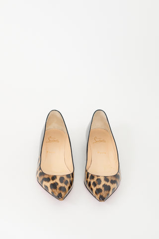 Christian Louboutin Black & Brown Patent Printed Flat