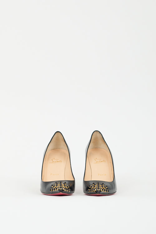 Christian Louboutin Black Leather Cabo Stud Toe Pump